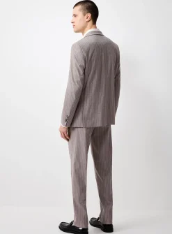 Greige pinstripe suit
