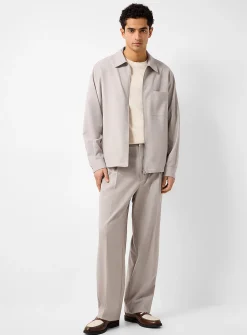 Greige virgin wool blend jacket