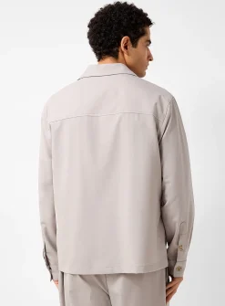 Greige virgin wool blend jacket
