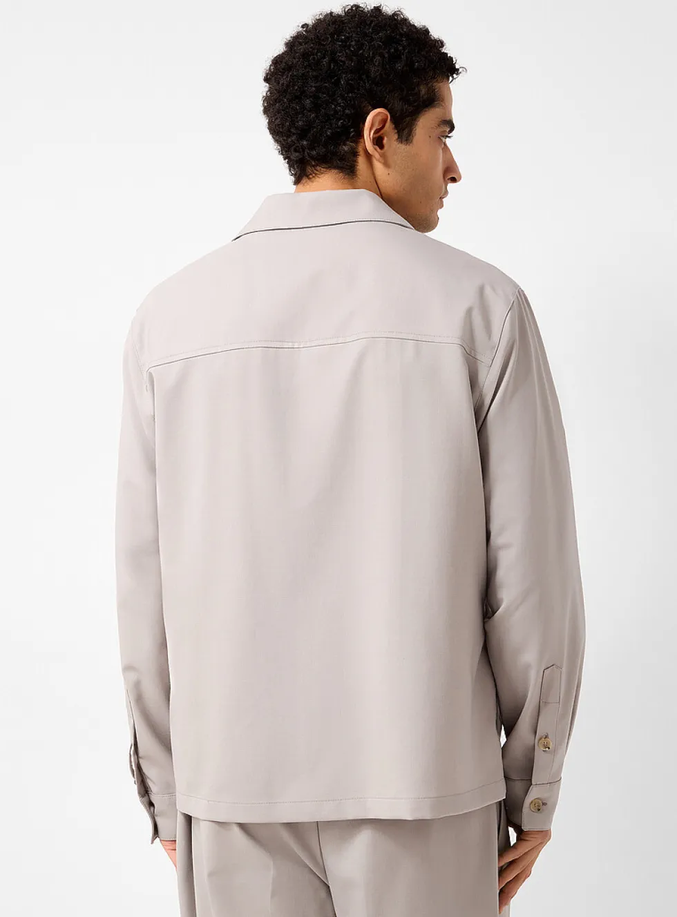 Greige virgin wool blend jacket