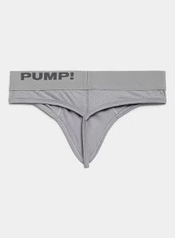 Grey micro-perforated string thong