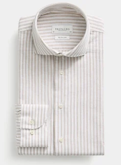 Grey stripe cotton-linen shirt