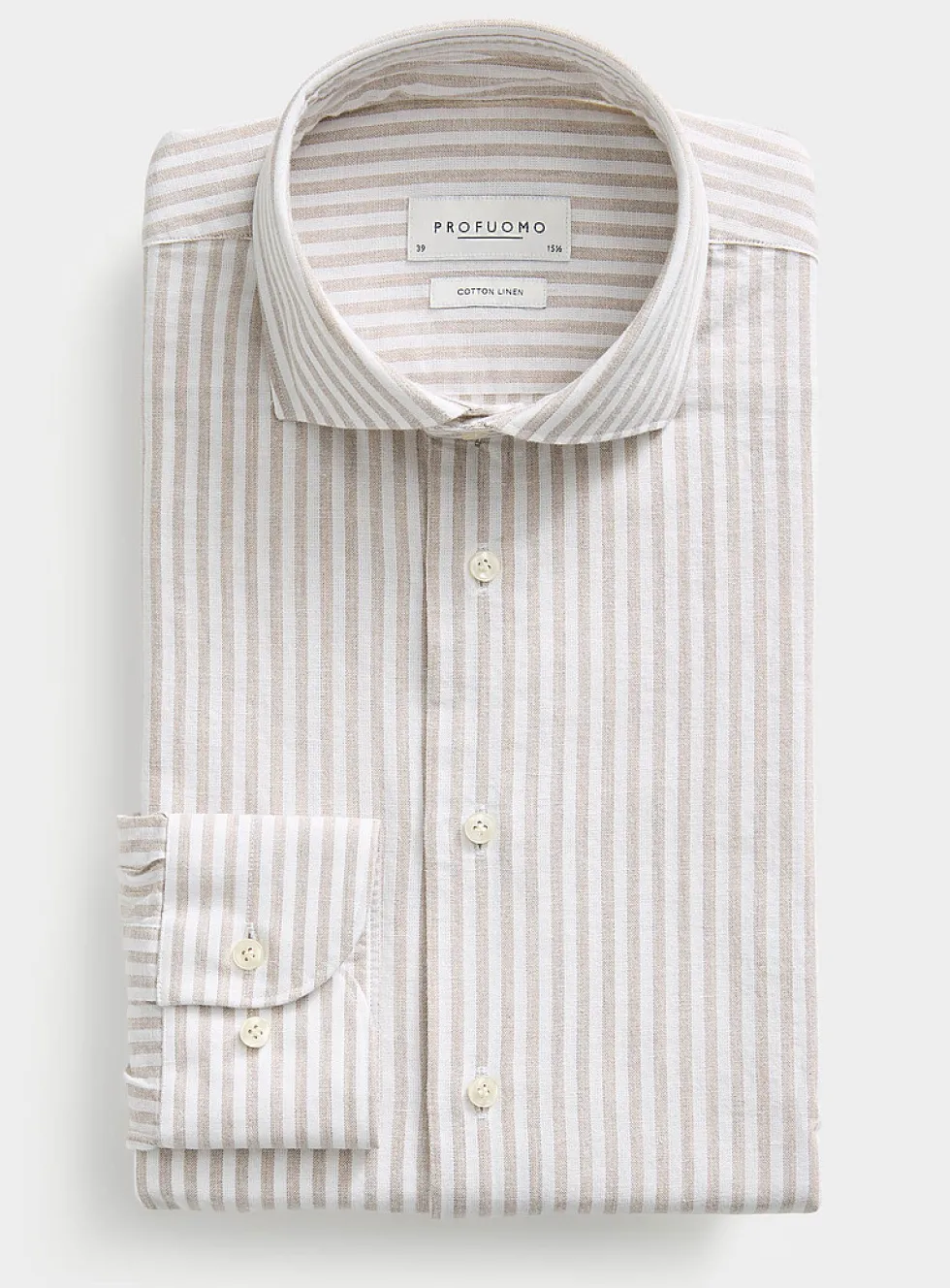Grey stripe cotton-linen shirt