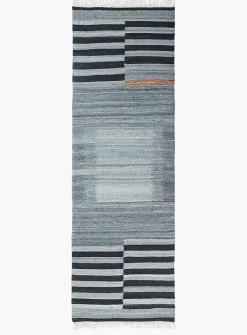 Grey stripes artisanal hallway runner