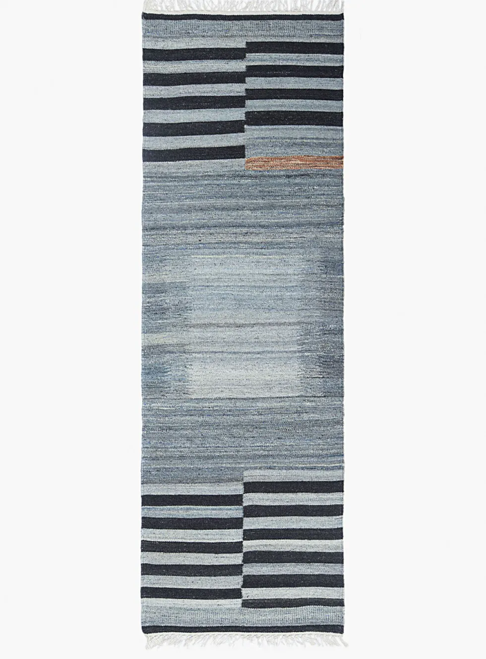 Grey stripes artisanal hallway runner