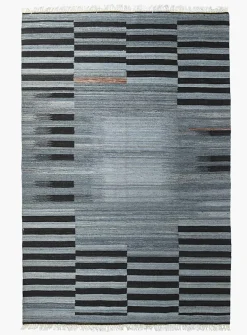 Grey stripes artisanal rug