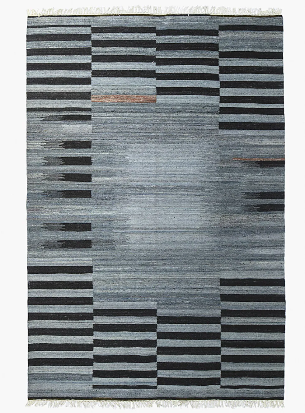 Grey stripes artisanal rug