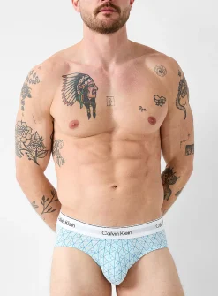 Grey/pattern/blue stretch briefs