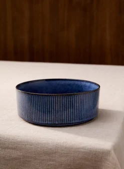 Grooved blue bowl
