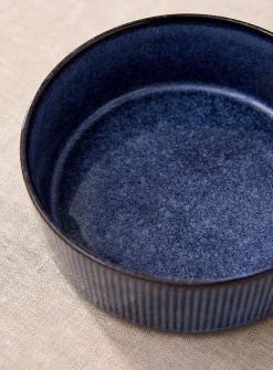 Grooved blue bowl