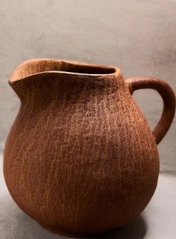Grooved terracotta jug vase