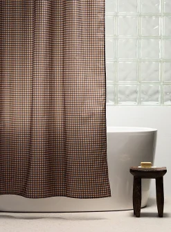 Grunge plaid shower curtain