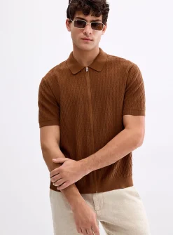 Gustav polo-collar zipped cardigan