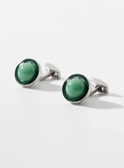 Gyrate aventurine swivelling cuff links