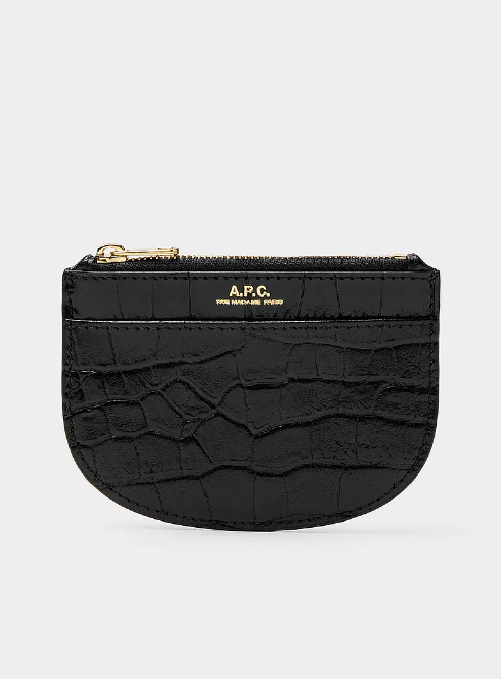 Half-moon croc-skin card holder