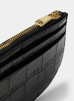 Half-moon croc-skin card holder