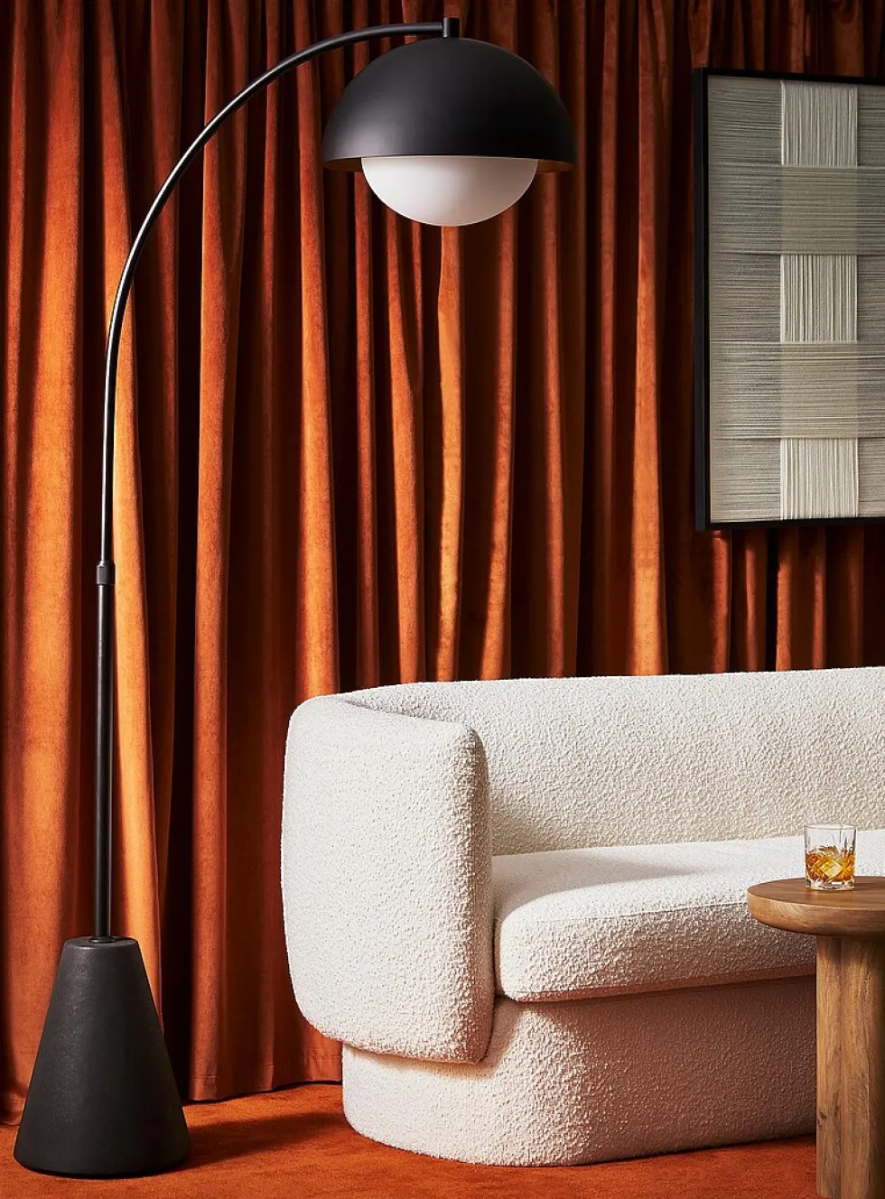 Half-sphere shade adjustable floor lamp