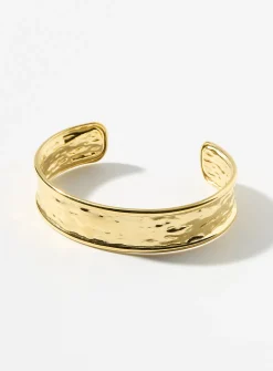 Hammered open bangle bracelet