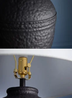Hammered resin base table lamp