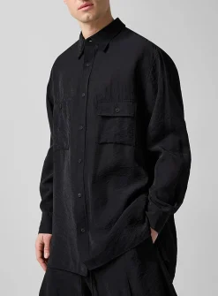 Hammered texture flowy elongated shirt