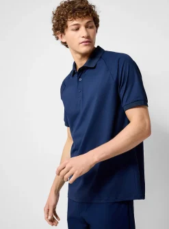 Hatched-texture breathable golf polo