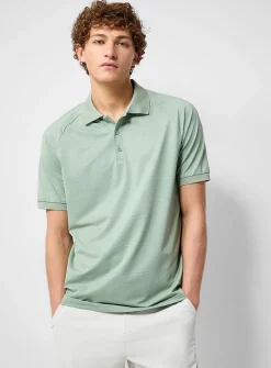 Hatched-texture breathable golf polo