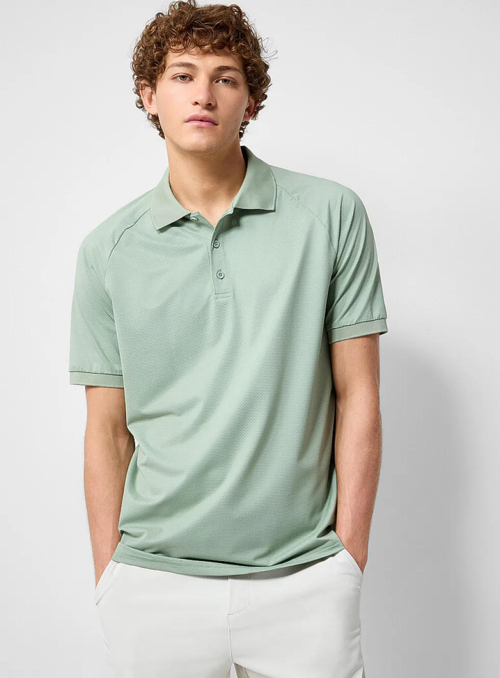 Hatched-texture breathable golf polo