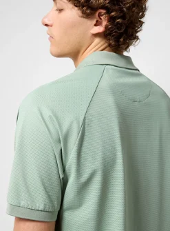 Hatched-texture breathable golf polo