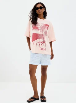 Havana print loose T-shirt