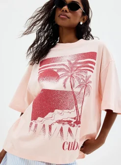Havana print loose T-shirt
