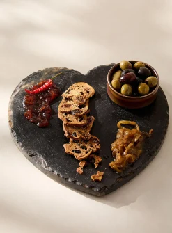 Heart black slate serving tray