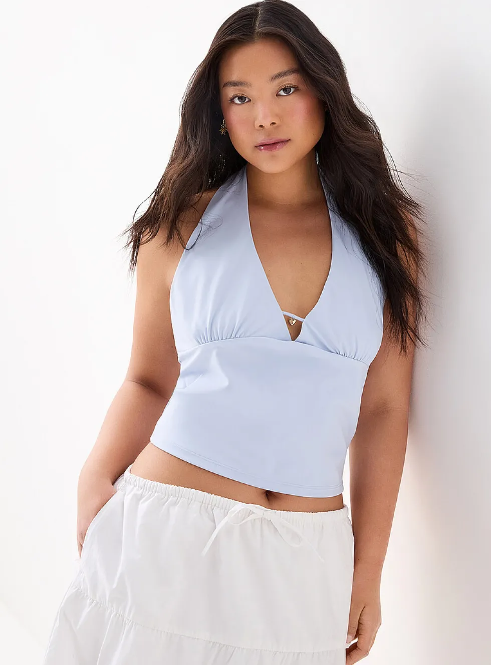 Heart charm halter cami