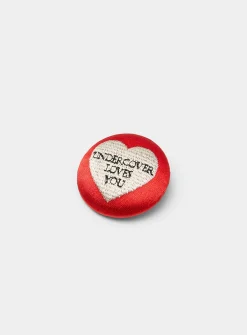 Heart embroidered badge pin