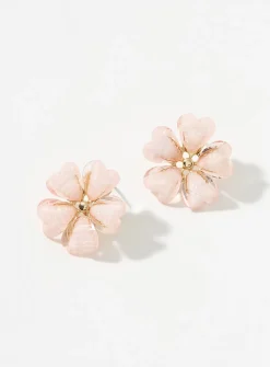 Heart-shaped petal flower earrings