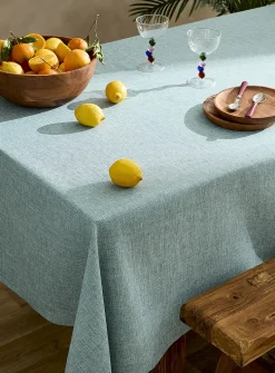 Heather blue jacquard tablecloth