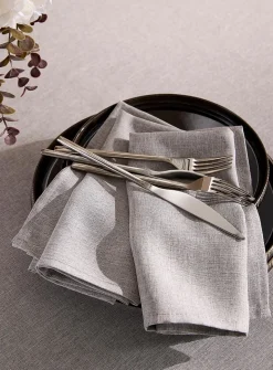 Heather grey jacquard napkins