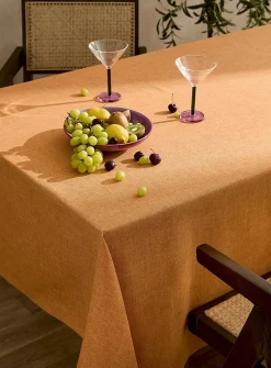 Heather orange jacquard tablecloth