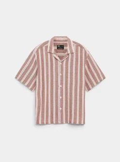 Heather striped knit camp shirt