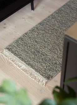Heathered green artisanal hallway runner