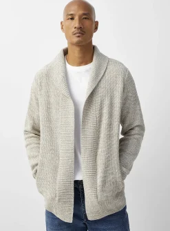 Heathered knit open cardigan