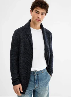 Heathered knit open cardigan