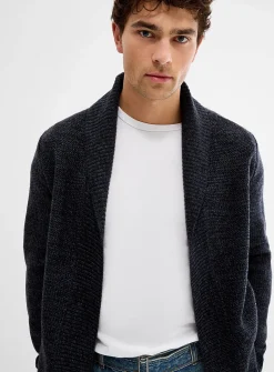 Heathered knit open cardigan