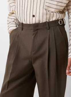 Heathered pleated pant