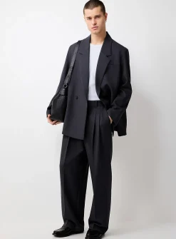 Heathered pleated pant