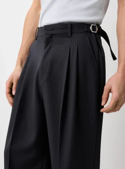 Heathered pleated pant