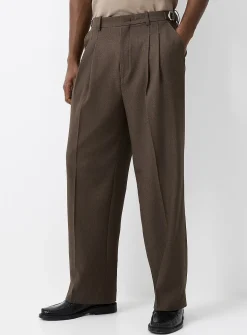 Heathered pleated pant