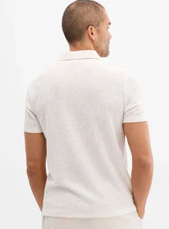 Heathered rib-knit polo