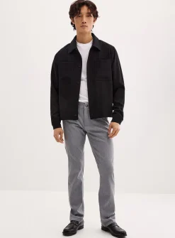 Heathered stretch linen five-pocket pant