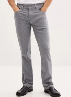 Heathered stretch linen five-pocket pant