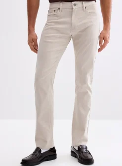 Heathered stretch linen five-pocket pant